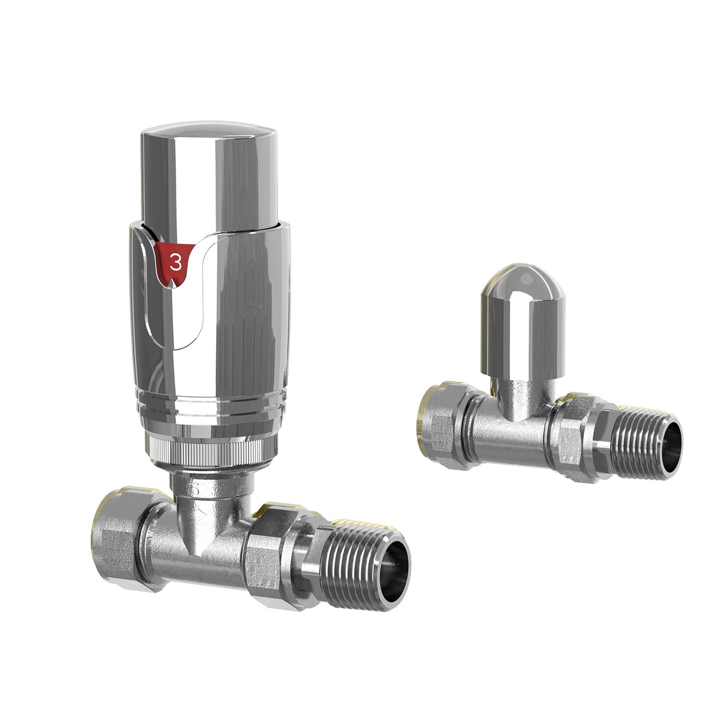 Straight Thermostatic Valve Set Chrome