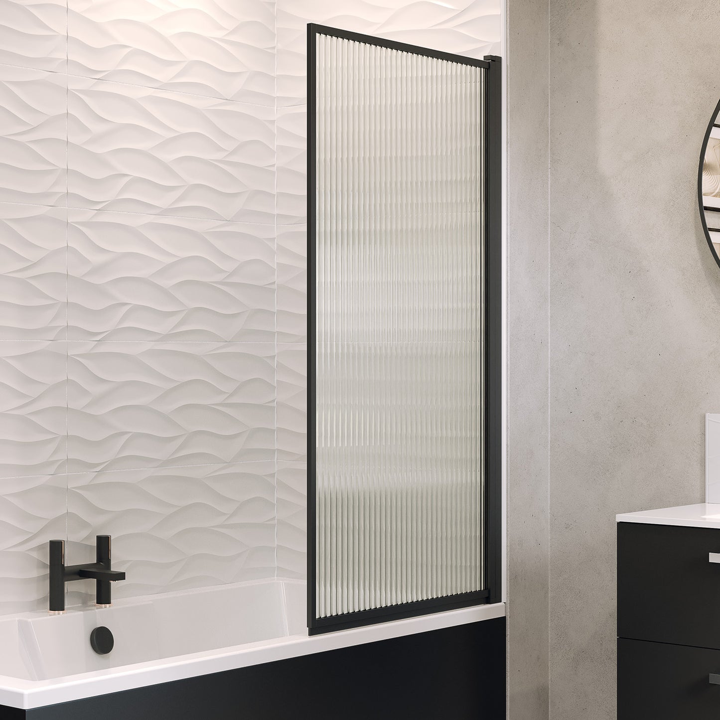 Velar Fluted Bathscreen 800 Black
