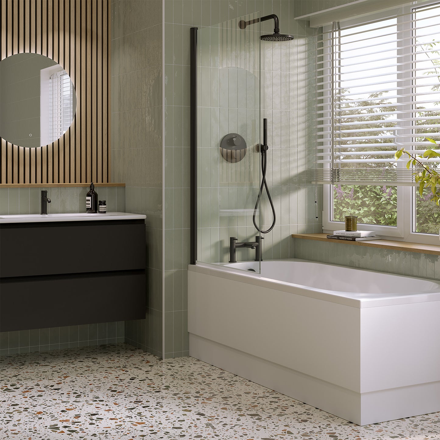 Square Bath Screen 800X1400 6Mm Blk