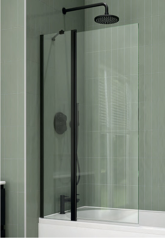 Anya 6Mm Sq Bath Screen Blk 1400 X 800