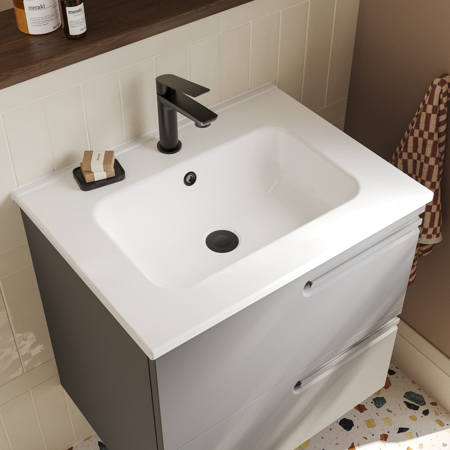 Econic 60Cm 2Dr W/H Unit Vintage Grey L/H