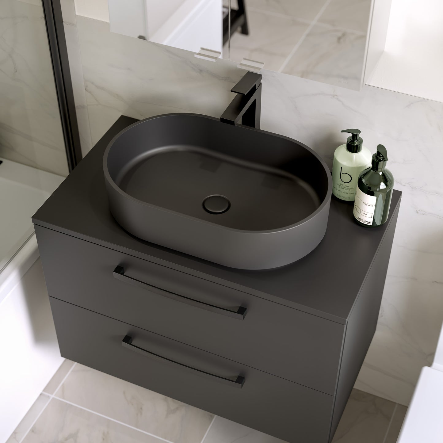 Palma Oval 550 Stone Basin Black
