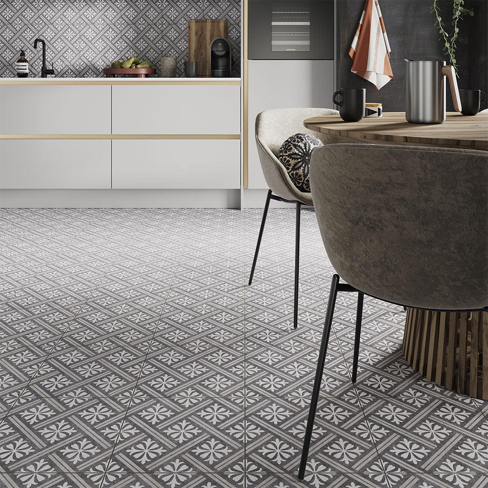 Mondrian Charcoal Patterned Wall & Floor Tile