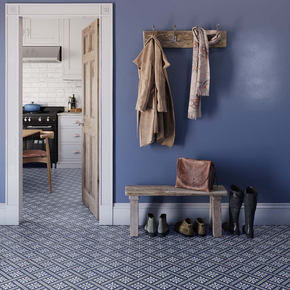 Mondrian Navy Blue Patterned Wall & Floor Tile