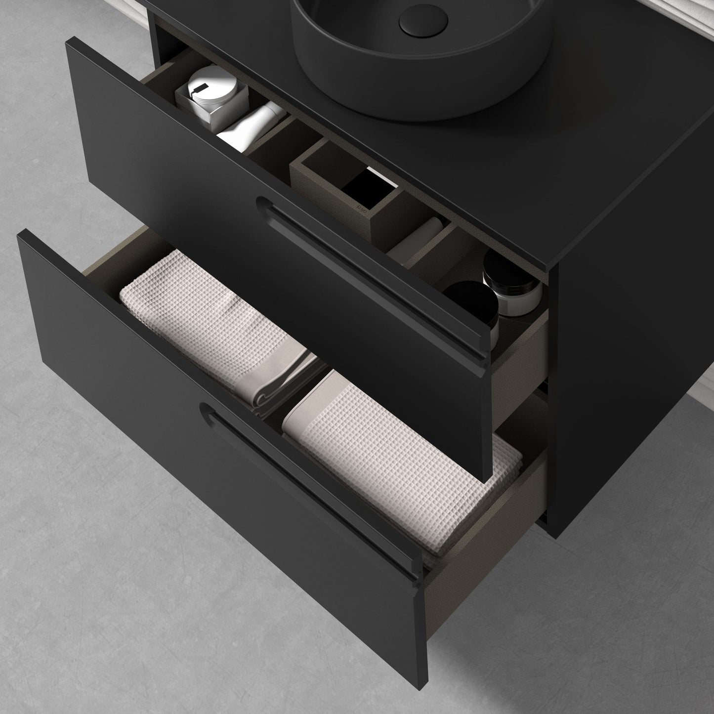Econic 60Cm 2Dr W/H Unit Matt Black R/H