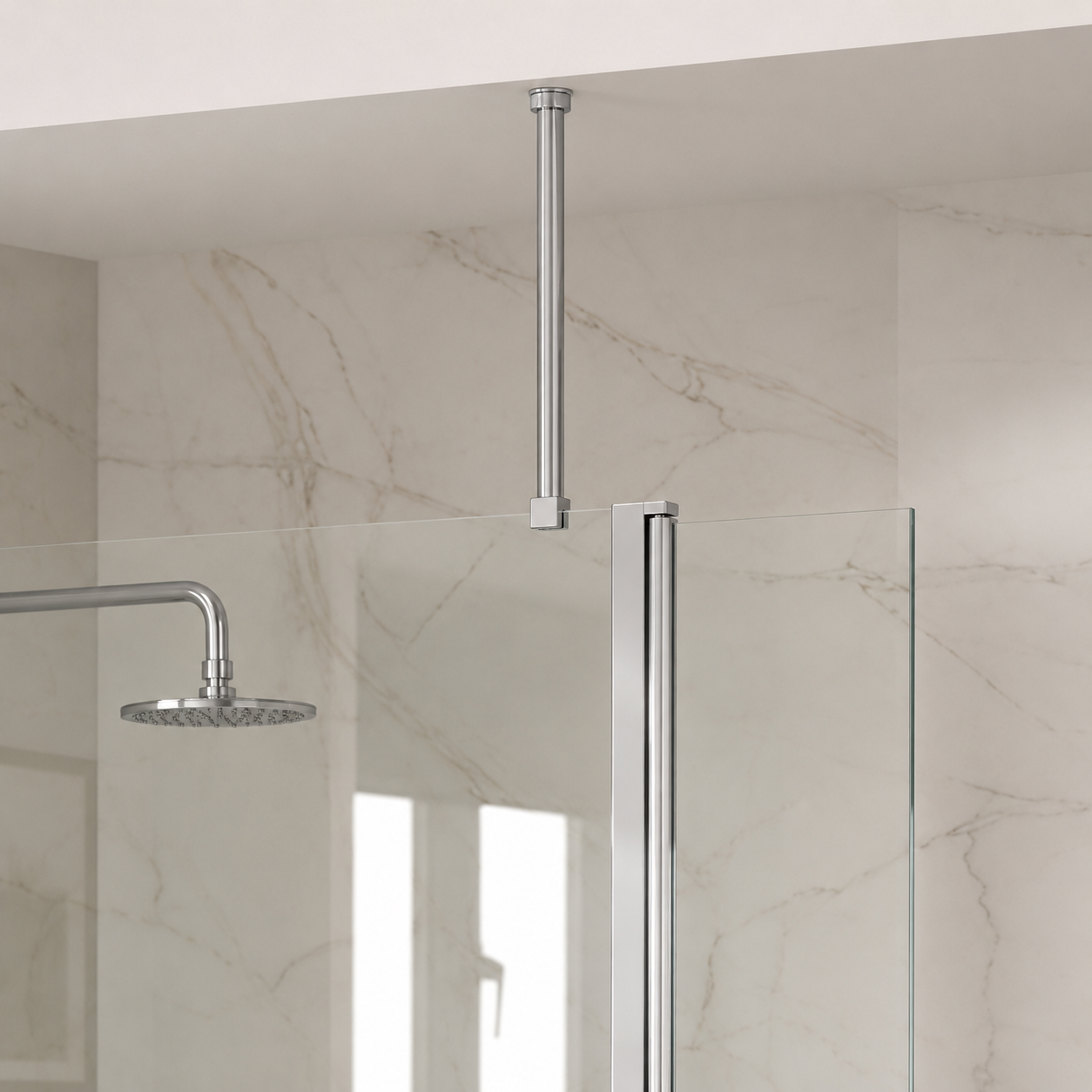 Wetroom Glass To Ceiling Arm Chrome