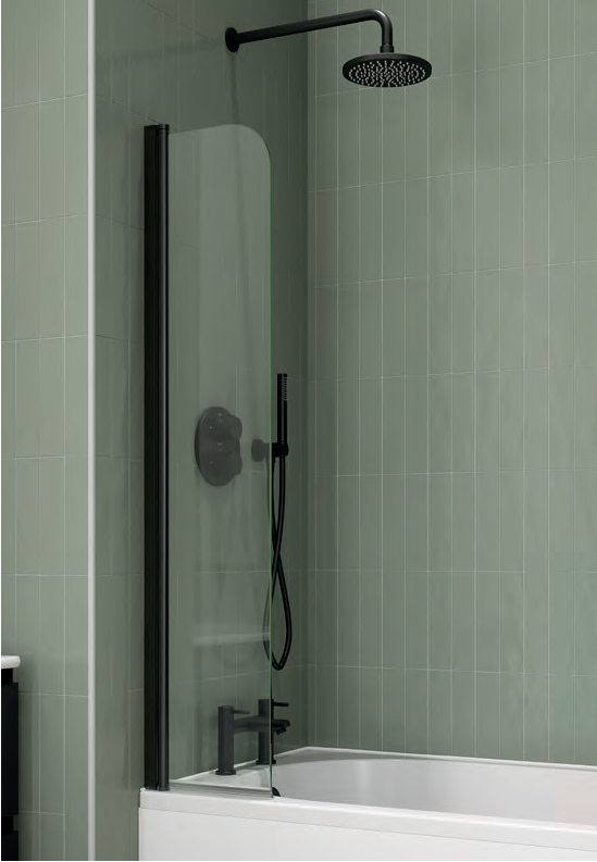 Midi 5Mm Bath Screen Blk 1400 X 300