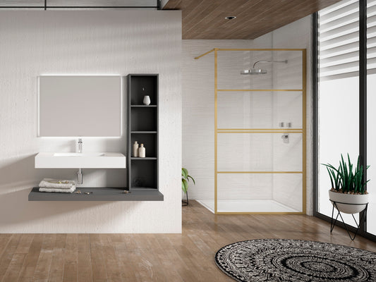 Velar Clear Walk-In 1000Mm Brushed Brass