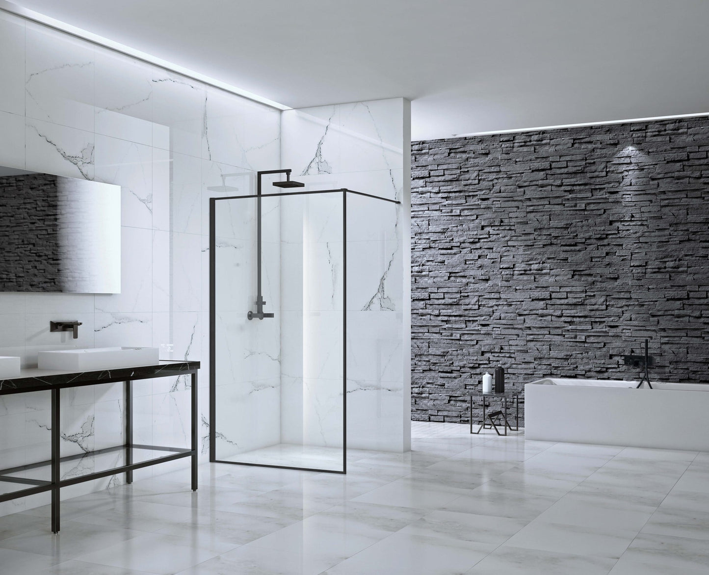 Aquaglass Velar Clear Walk-In 1200 Black
