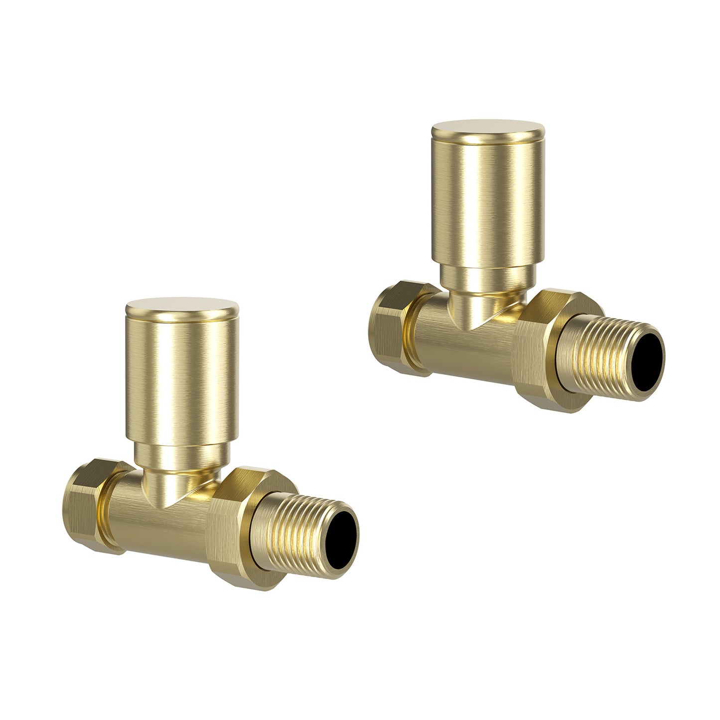 Straight Rad Valves (Pair) Brush Brass