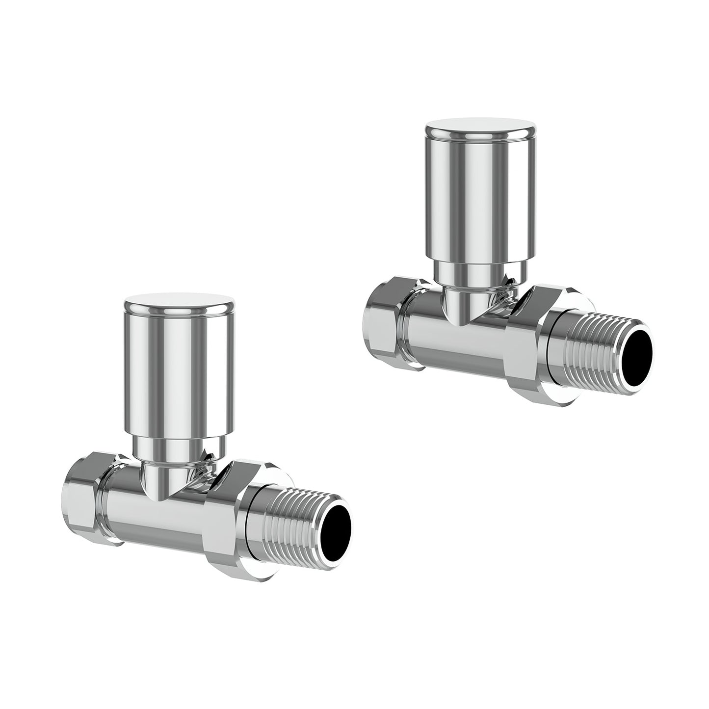 Straight Rad Valves (Pair) Chrome