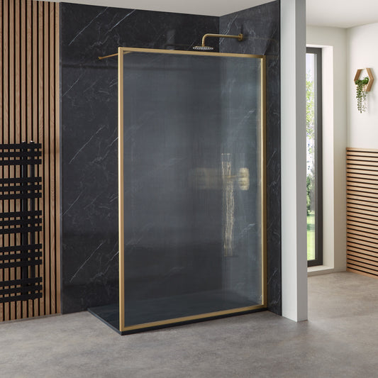 Velar Fluted Walk-In 1200Mm Brushed Brass