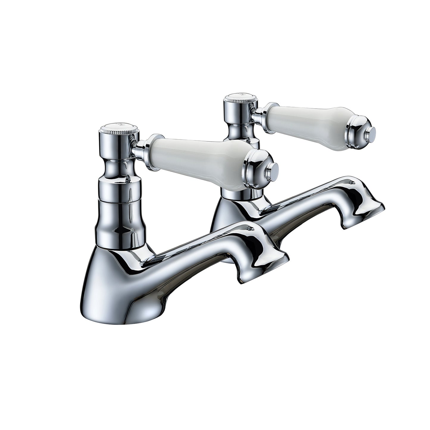 White Lever Bath Taps Chrome