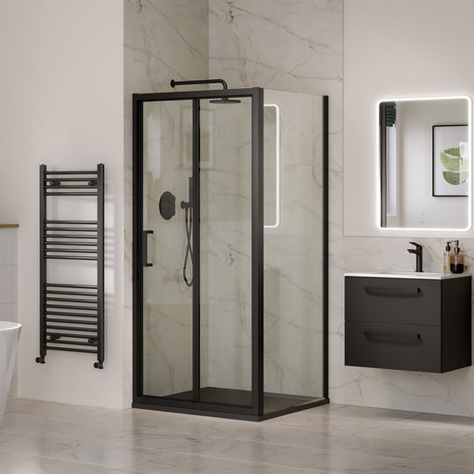 Aquaglass 6Mm Black 700 Bifold Door