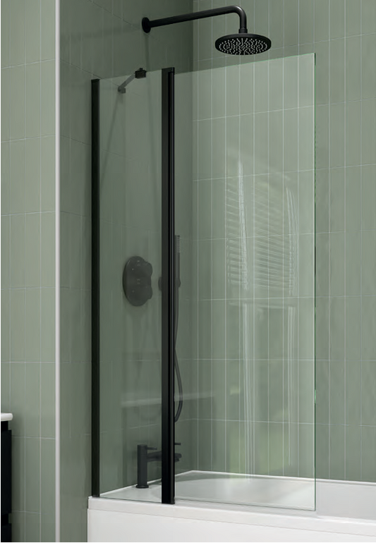 Anya 6Mm Sq Bath Screen Blk 1400 X 800