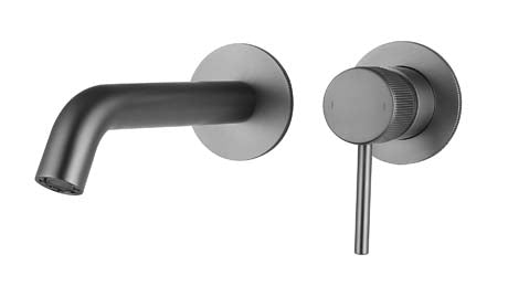 Mineral Fluted W/Mount Basin Mixer G/Grey