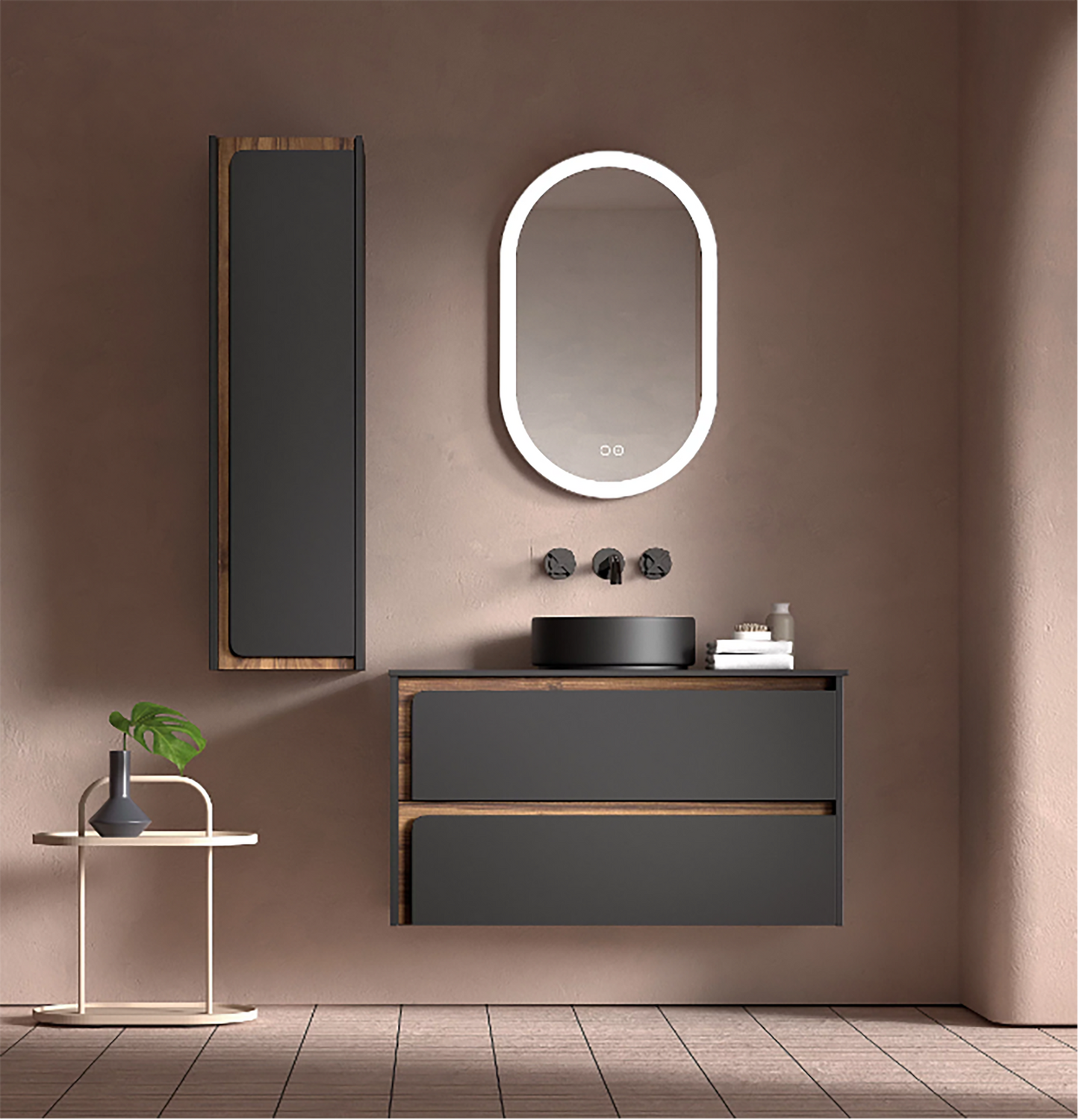 Indico 600 2Drw W/Hung Unit Black/Valenti