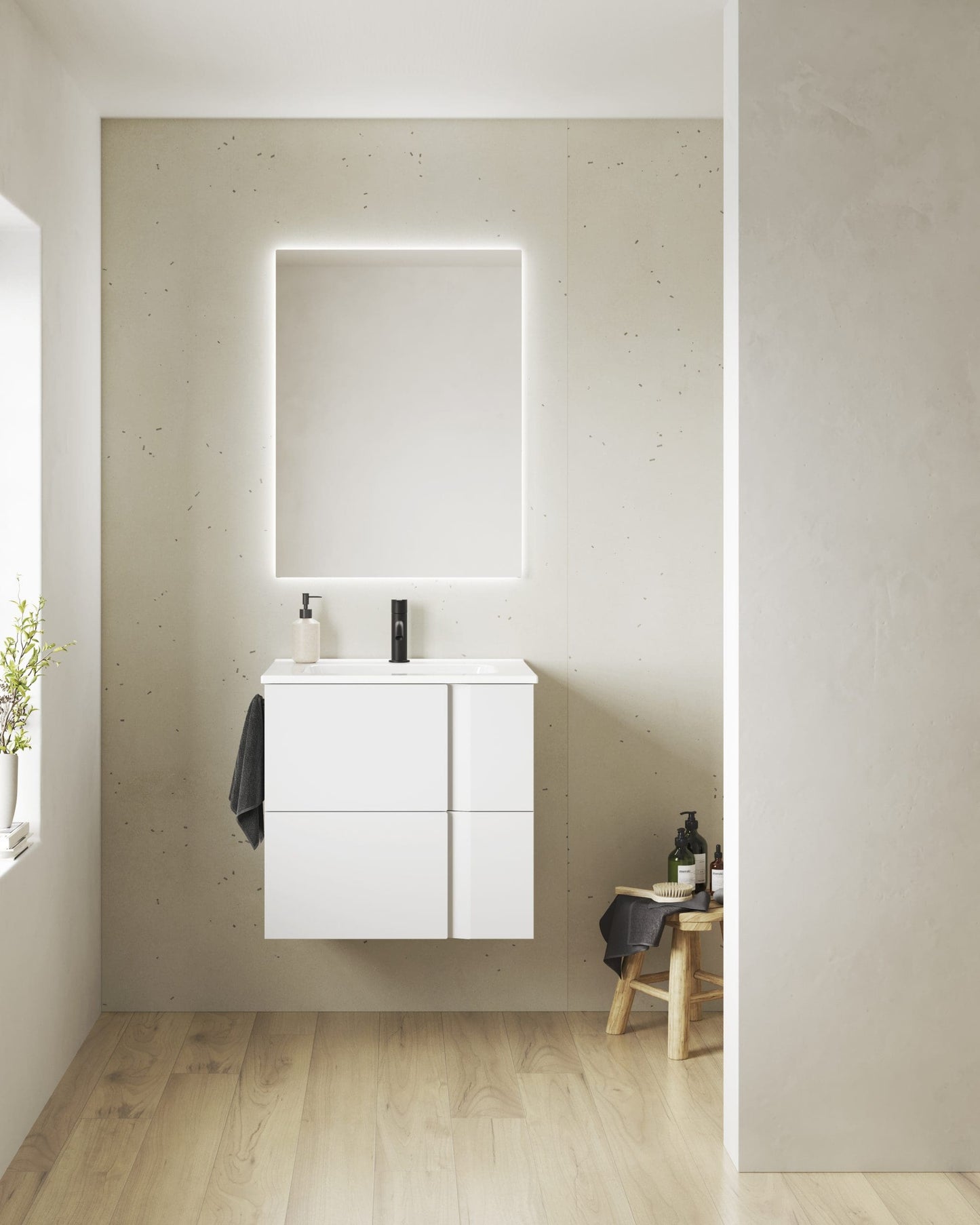 Fessura 600 W/Hung 2Drw Unit Matt White