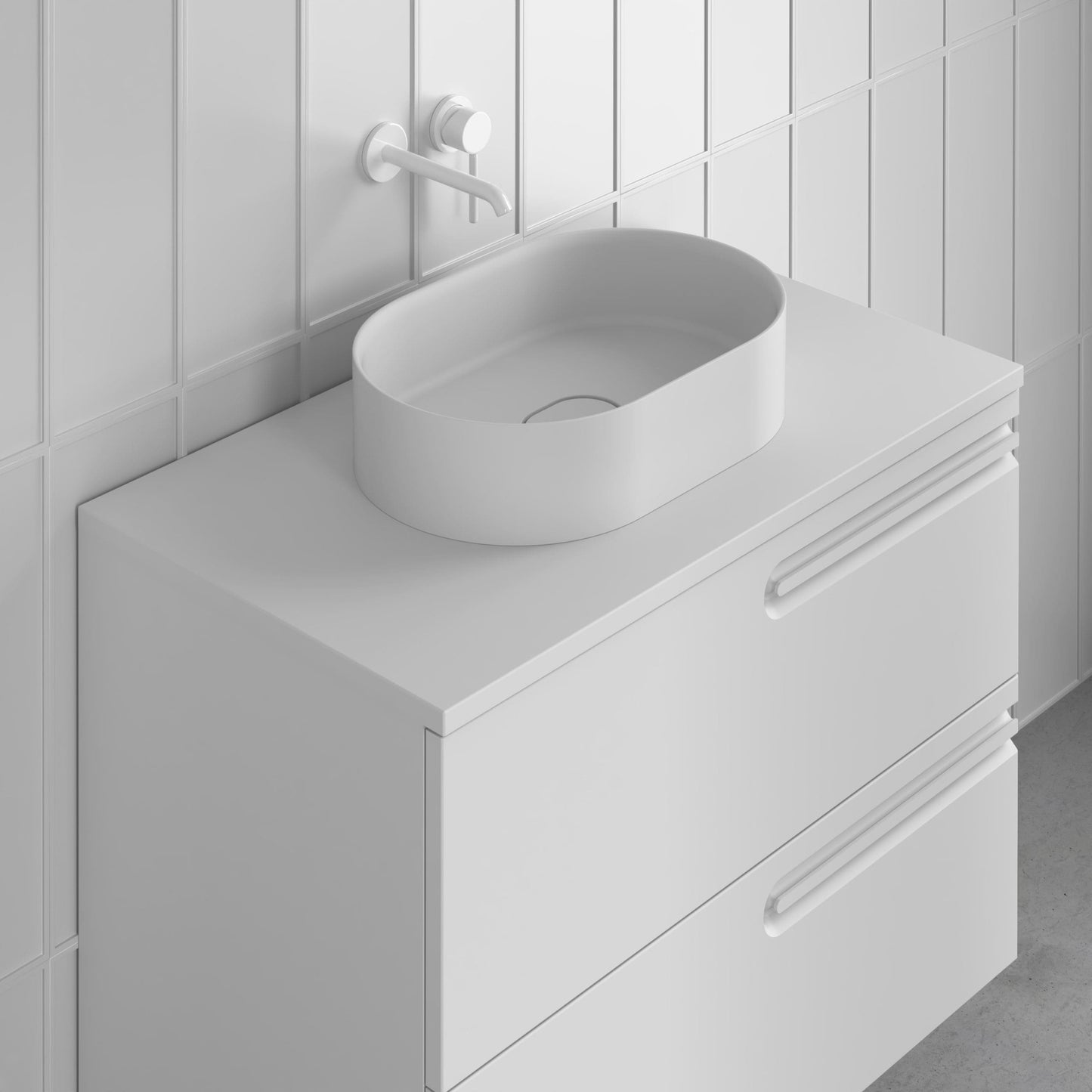 Oval Countertop Basin Matt White