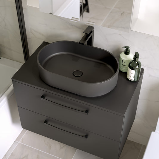 Palma Oval 550 Stone Basin Black