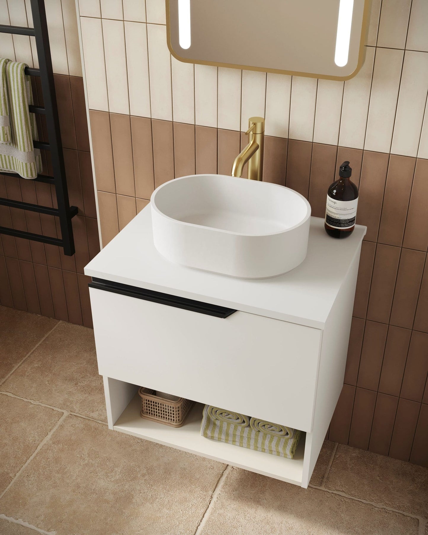 Eleven 800 1Drw Unit & Shelf Matt Cotton