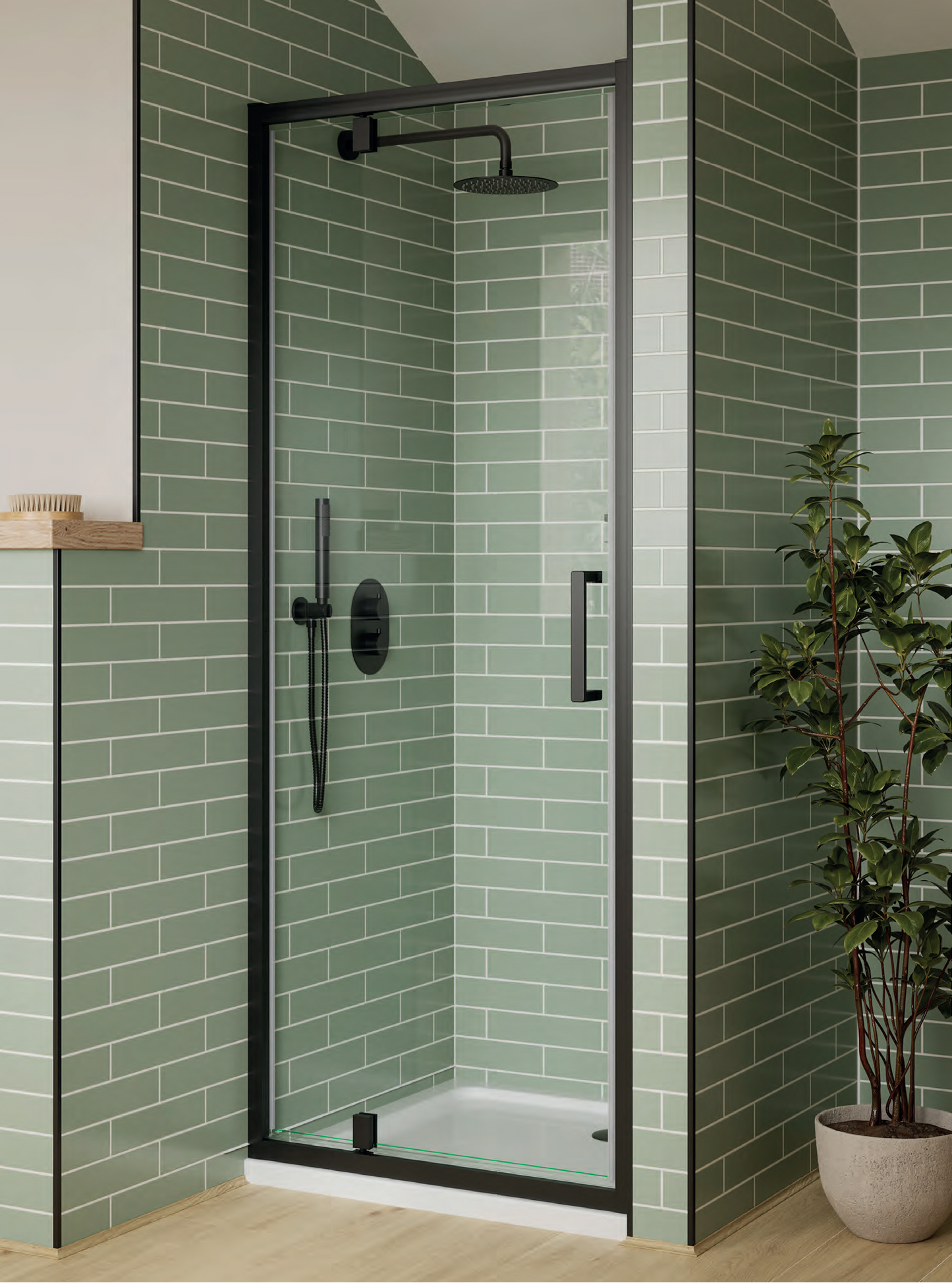 Aquaglass 6Mm Black 700 Pivot Door