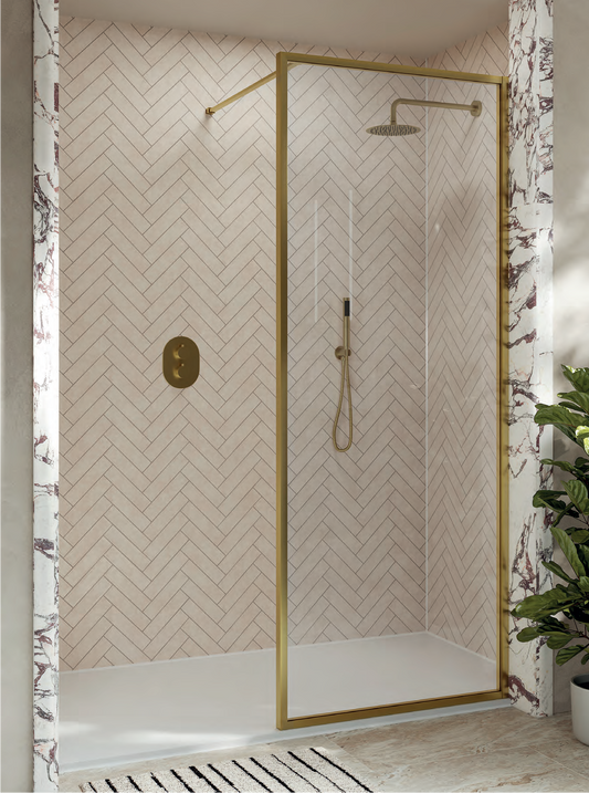 Velar Clear Walk-In 800Mm Brushed Brass