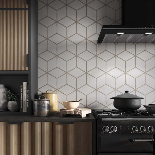 Vintage Rhomboid White Wall Tile